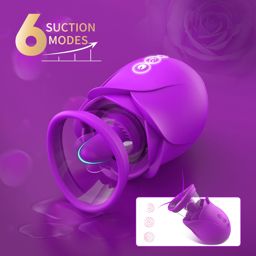 Rose-shaped Suction Vibrator Clitoral Stimulation for Female Tongue Licking Masturbator Device