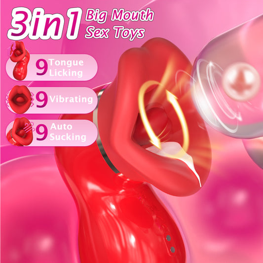 3-in-1 Licking Clitoral Suction Toy for Female Tongue Sucking Couple Pleasure Products
