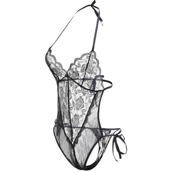 Transparent Sheer Lingerie Set Seductive Lace Women's Bodysuit Three-Piece Set