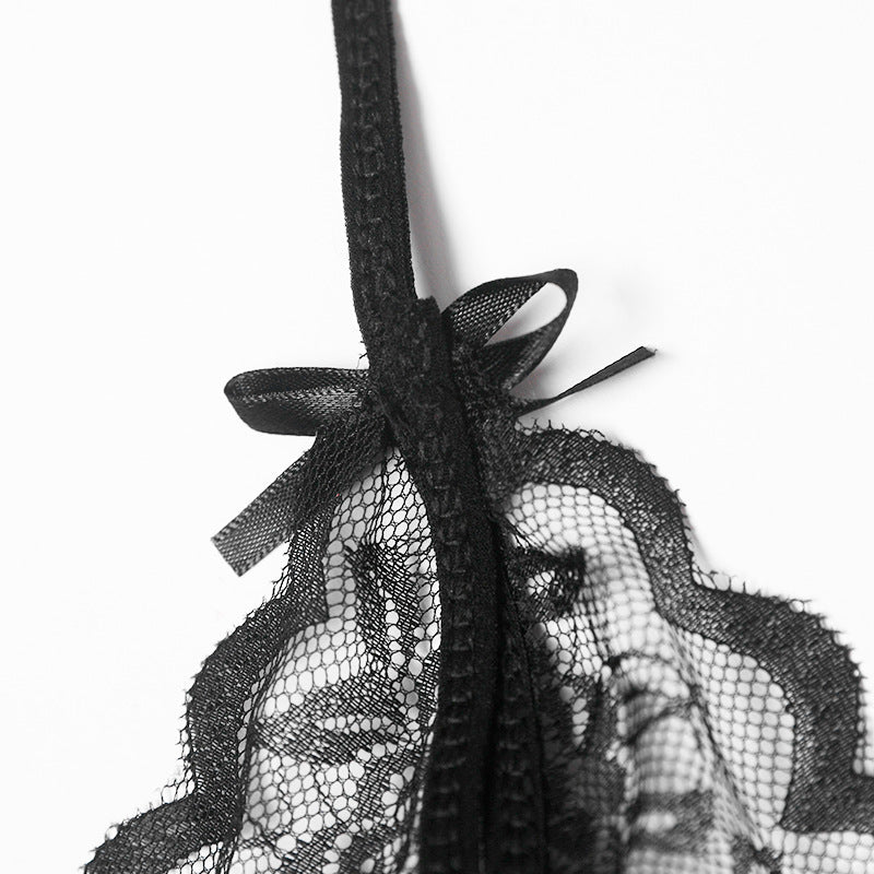 Lace Lingerie Set Sexy Sheer Delicate Babydoll Underwire G-string Roleplay String Bikini Set