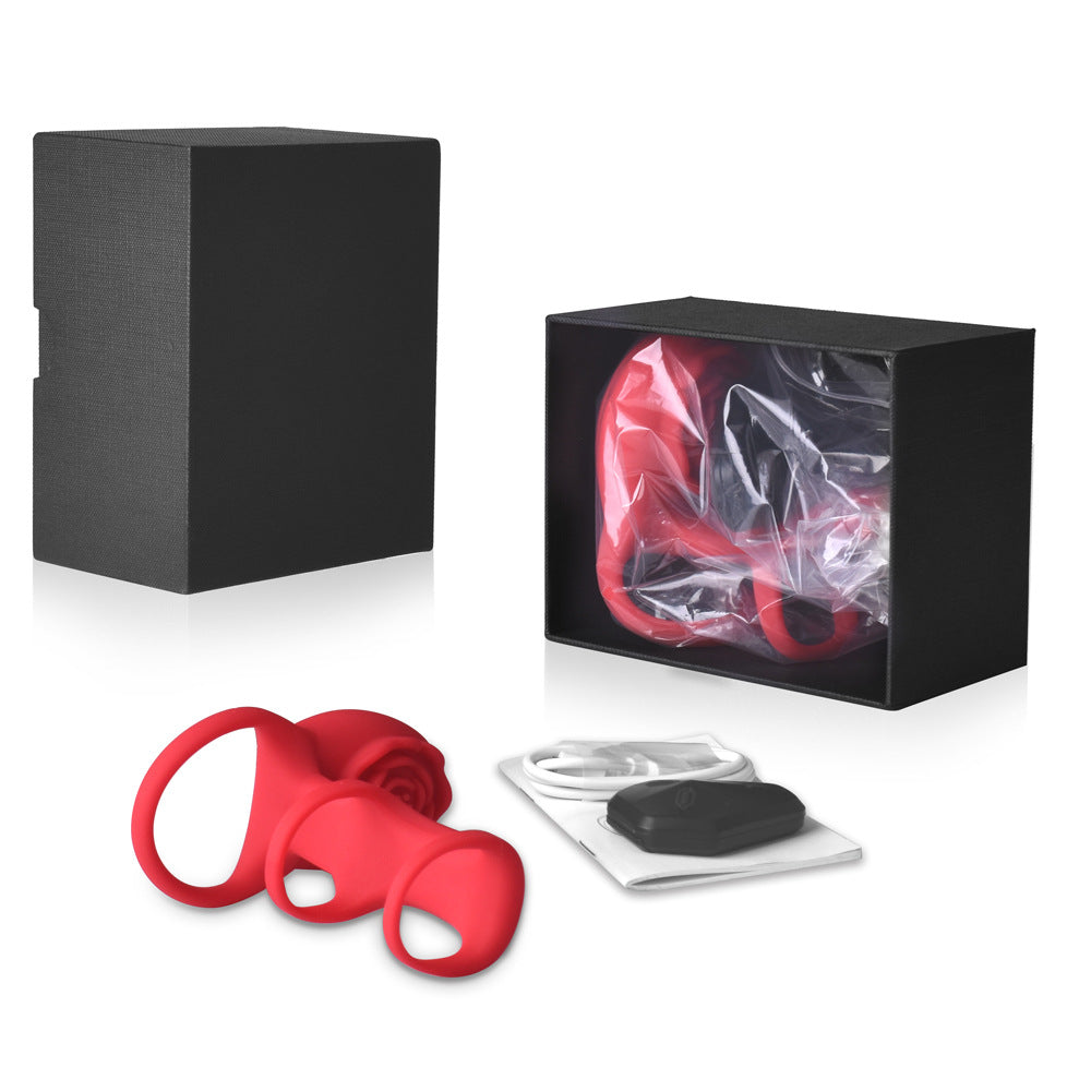 Three-Section Rose-Patterned Cock Rings for Men Remote-Controlled Male Masturbation