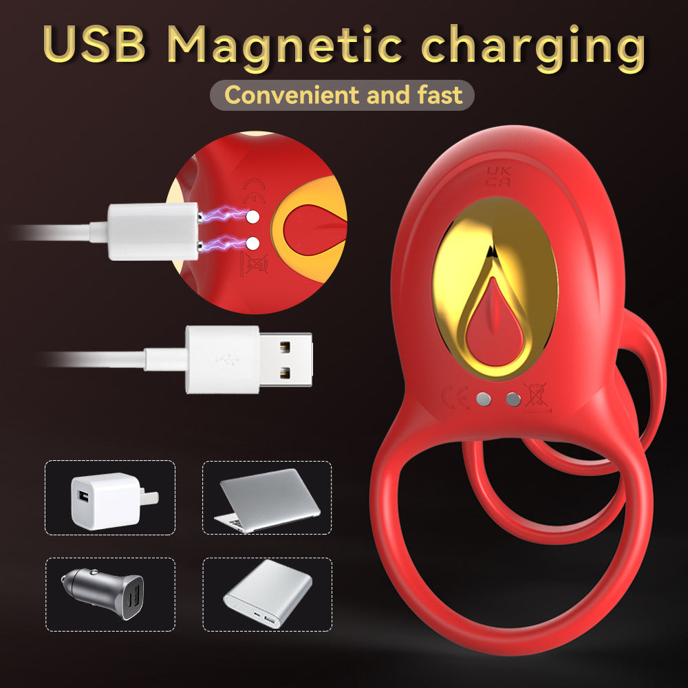 Three-Section Rose-Patterned Cock Rings for Men Remote-Controlled Male Masturbation