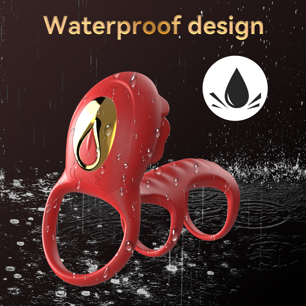 Three-Section Rose-Patterned Cock Rings for Men Remote-Controlled Male Masturbation