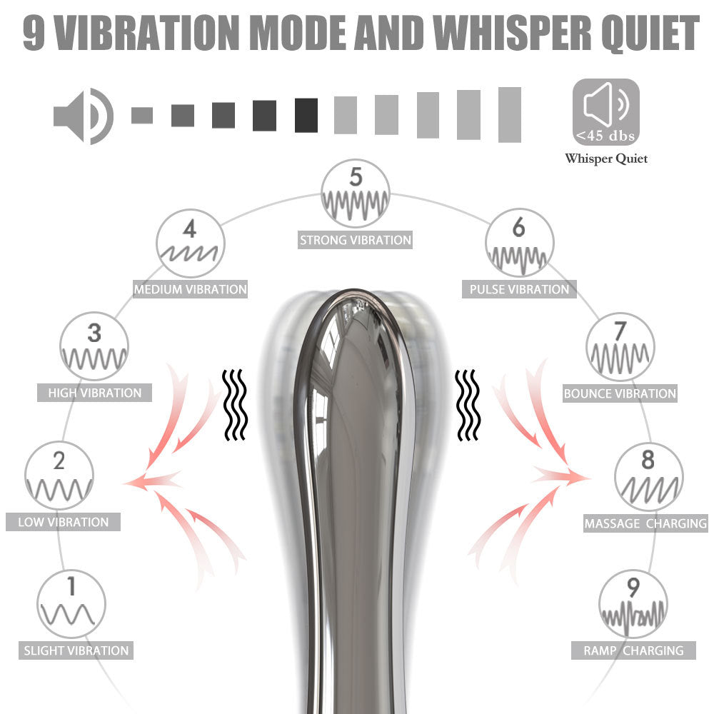 Cooling Sensation Metal Anal Plug Dual-Function Massager