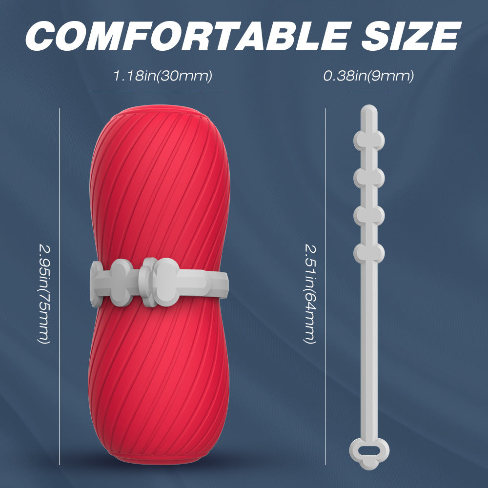 Flexible Double Personal Sleeve Size Adjustable Spiral Pattern Male Massager
