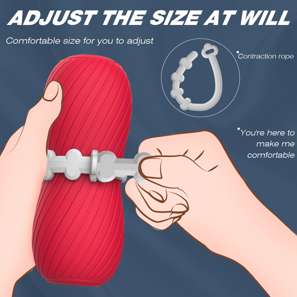 Flexible Double Personal Sleeve Size Adjustable Spiral Pattern Male Massager