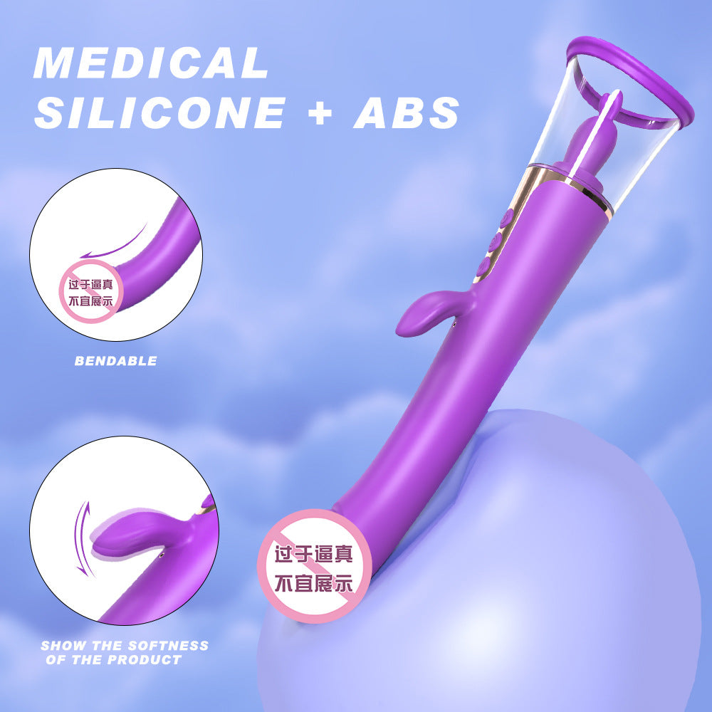 Dual-function Clitoral Stimulation for Female Realistic Rabbit Silicone Toy Suction Vibrator