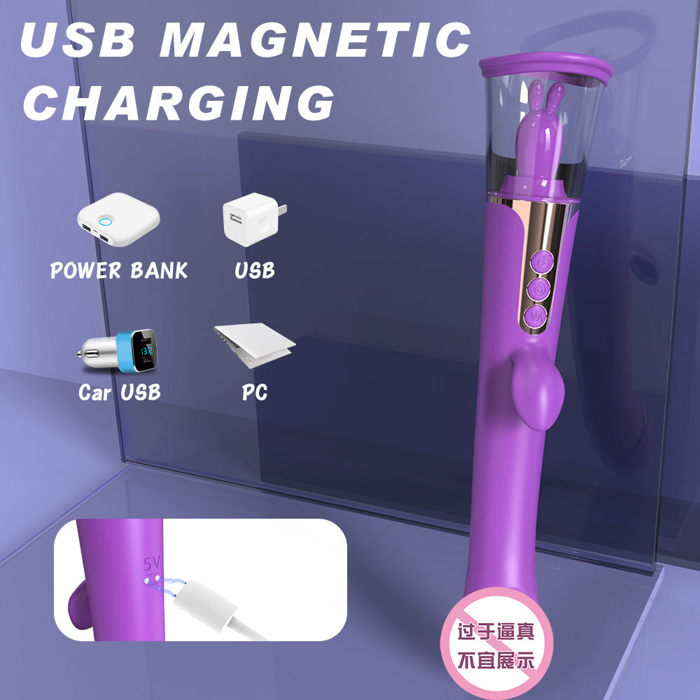 Dual-function Clitoral Stimulation for Female Realistic Rabbit Silicone Toy Suction Vibrator