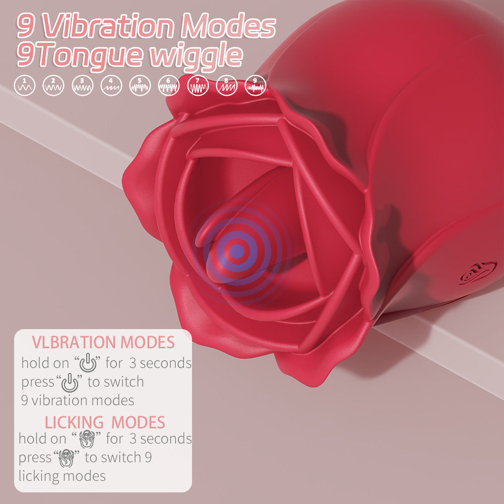 Tongue-Licking Clitoral Stimulator Rose Design Portable Waterproof Couple Toy Instant Orgasm