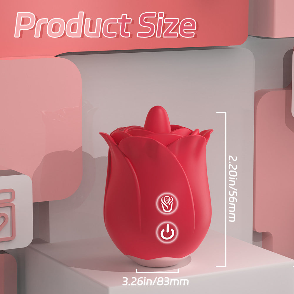 Tongue-Licking Clitoral Stimulator Rose Design Portable Waterproof Couple Toy Instant Orgasm