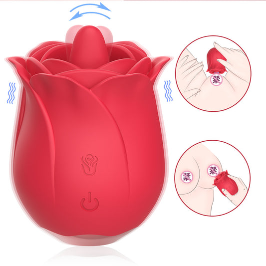 Tongue-Licking Clitoral Stimulator Rose Design Portable Waterproof Couple Toy Instant Orgasm