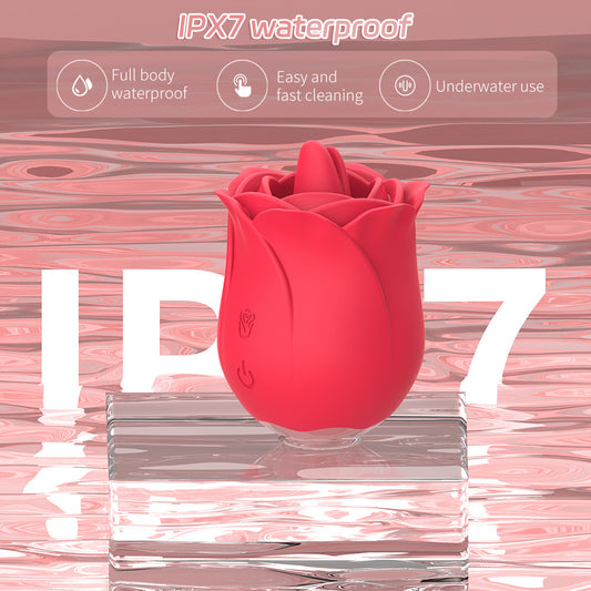 Tongue-Licking Clitoral Stimulator Rose Design Portable Waterproof Couple Toy Instant Orgasm