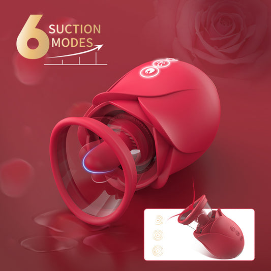 Rose-shaped Suction Vibrator Clitoral Stimulation for Female Tongue Licking Masturbator Device