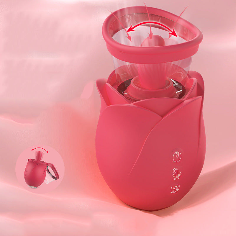 Rose-shaped Suction Vibrator Clitoral Stimulation for Female Tongue Licking Masturbator Device