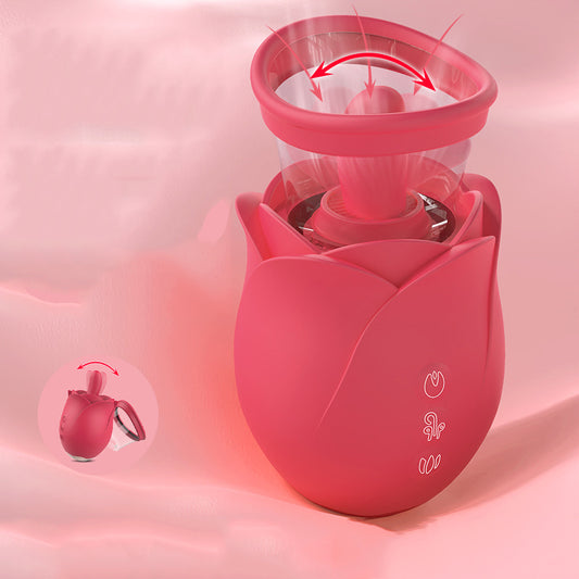 Rose-shaped Suction Vibrator Clitoral Stimulation for Female Tongue Licking Masturbator Device