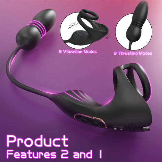 Ejaculation Control Ring Couples Shared Toy Double-Ring Remote Controlled Silicone Prostate Massager