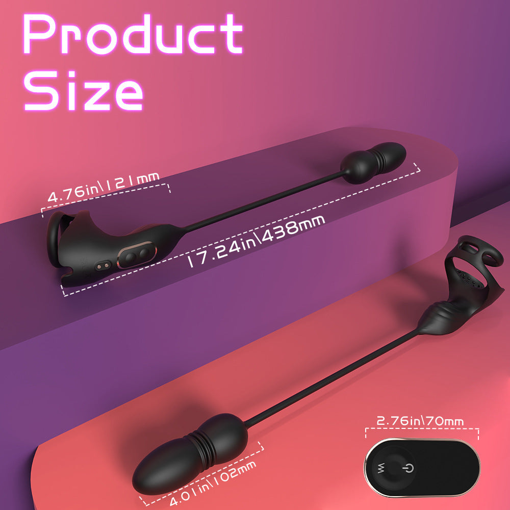 Ejaculation Control Ring Couples Shared Toy Double-Ring Remote Controlled Silicone Prostate Massager