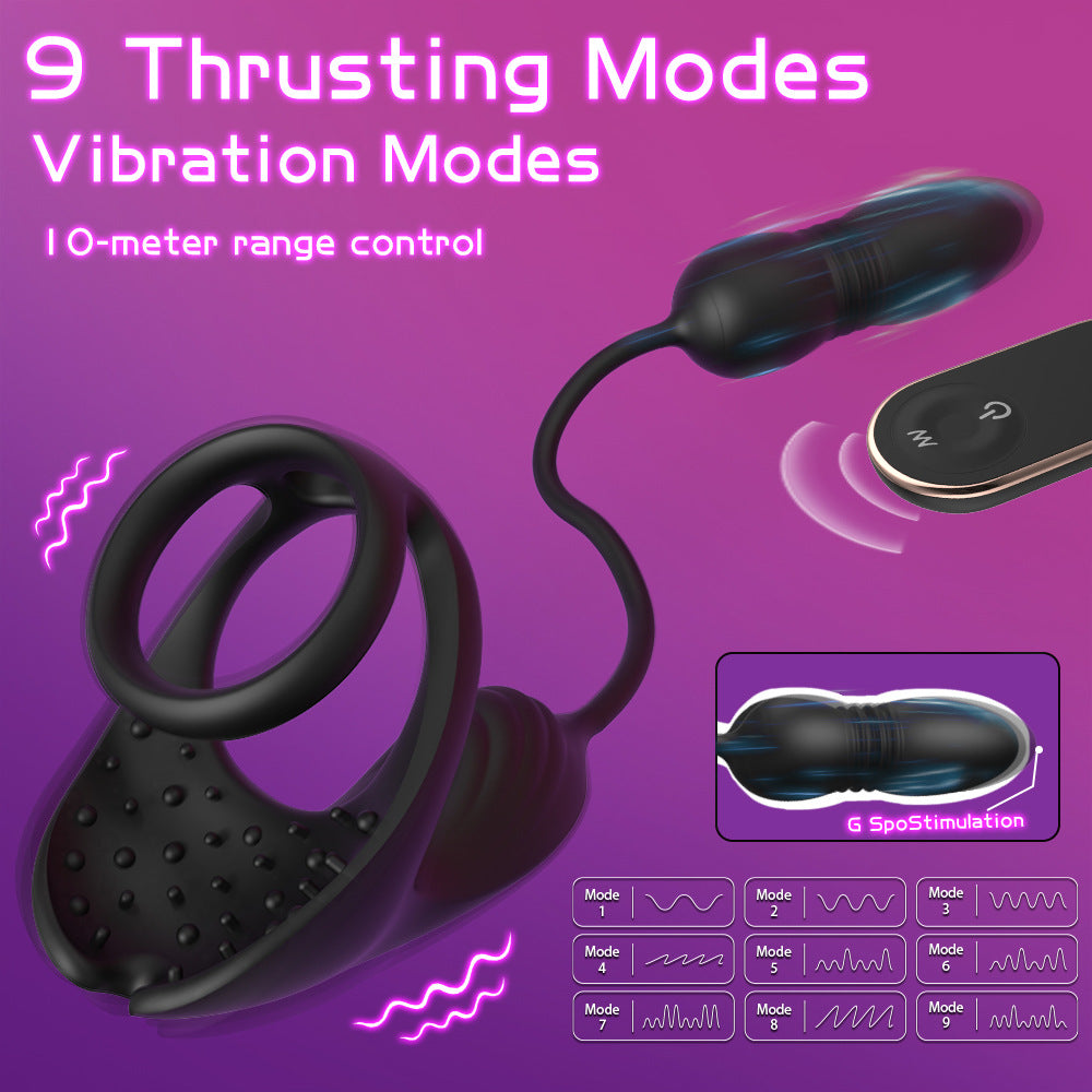 Ejaculation Control Ring Couples Shared Toy Double-Ring Remote Controlled Silicone Prostate Massager