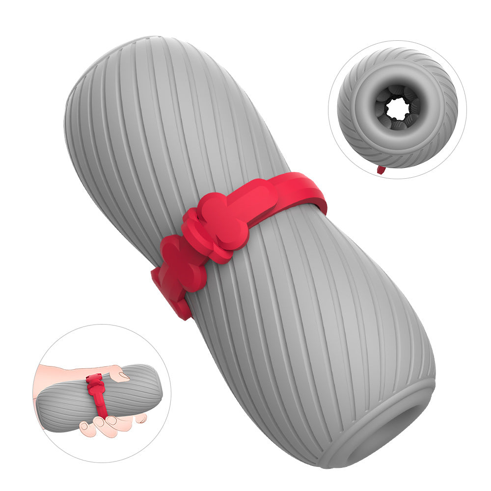 Flexible Double Personal Sleeve Size Adjustable Spiral Pattern Male Massager