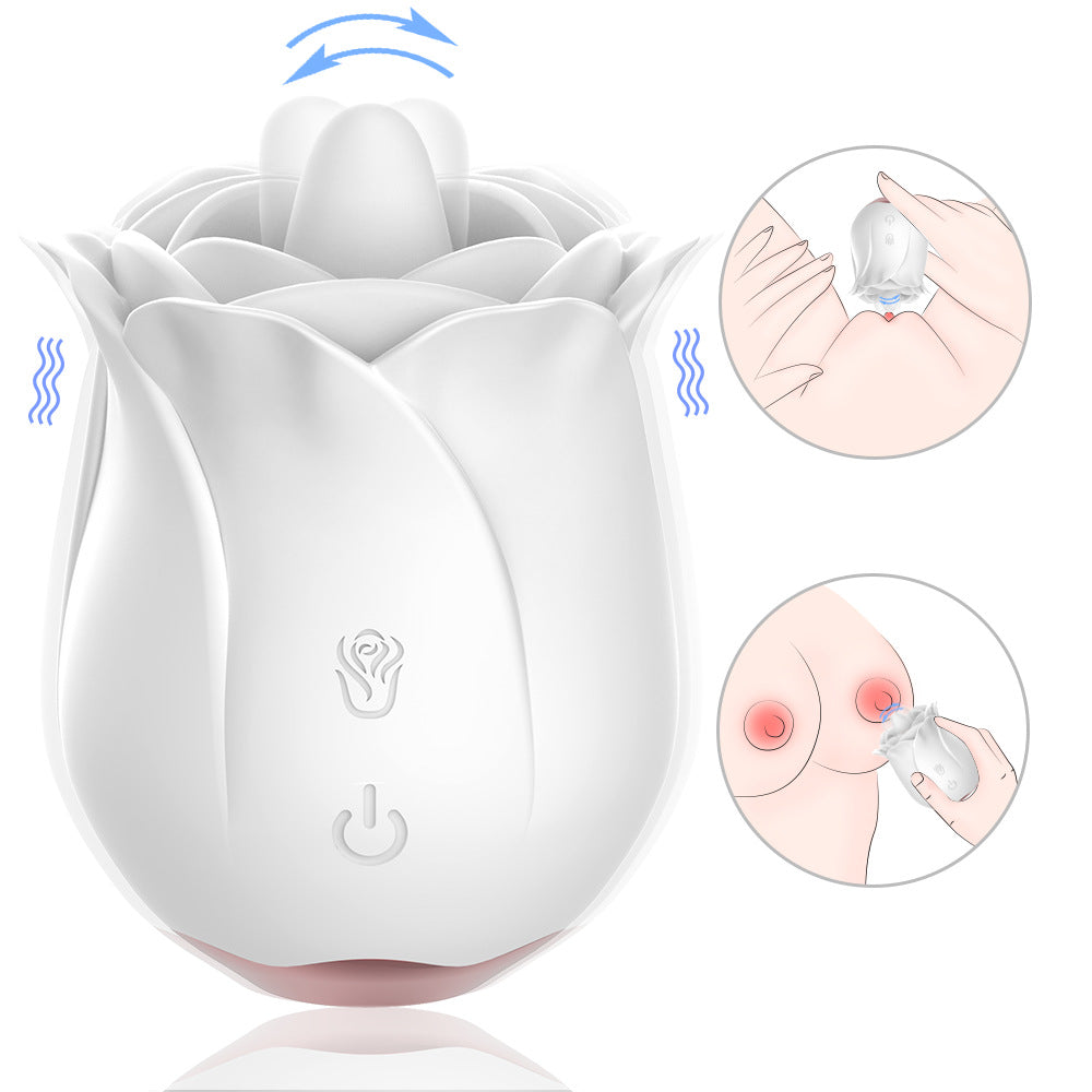 Tongue-Licking Clitoral Stimulator Rose Design Portable Waterproof Couple Toy Instant Orgasm