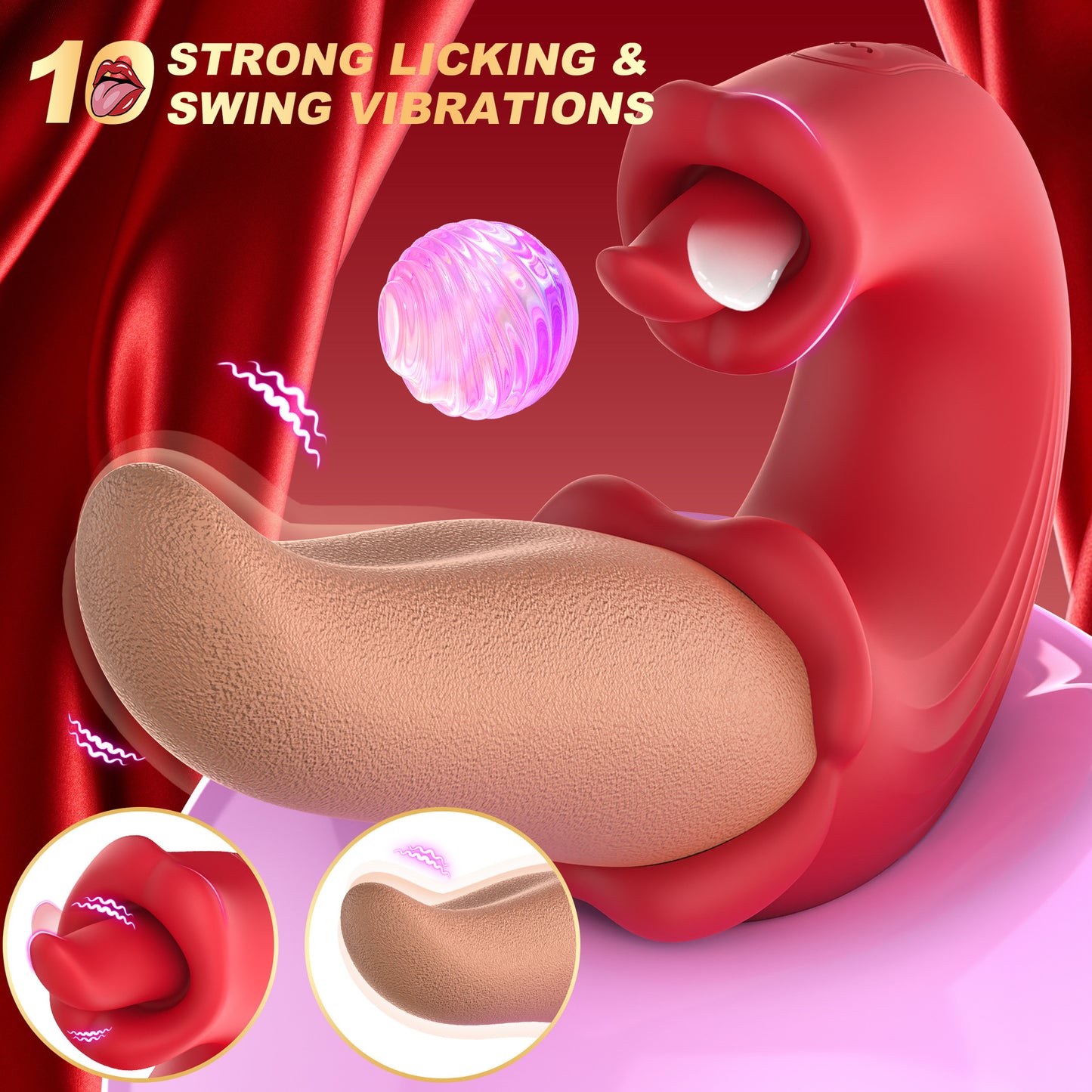 Female Massager Realistic Tongue Vibrator Tongue-Licking Adult Sex Toy Couples’ Intimacy Set